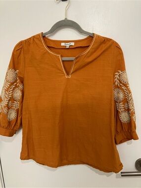 Madewell cotton embroidered blouse